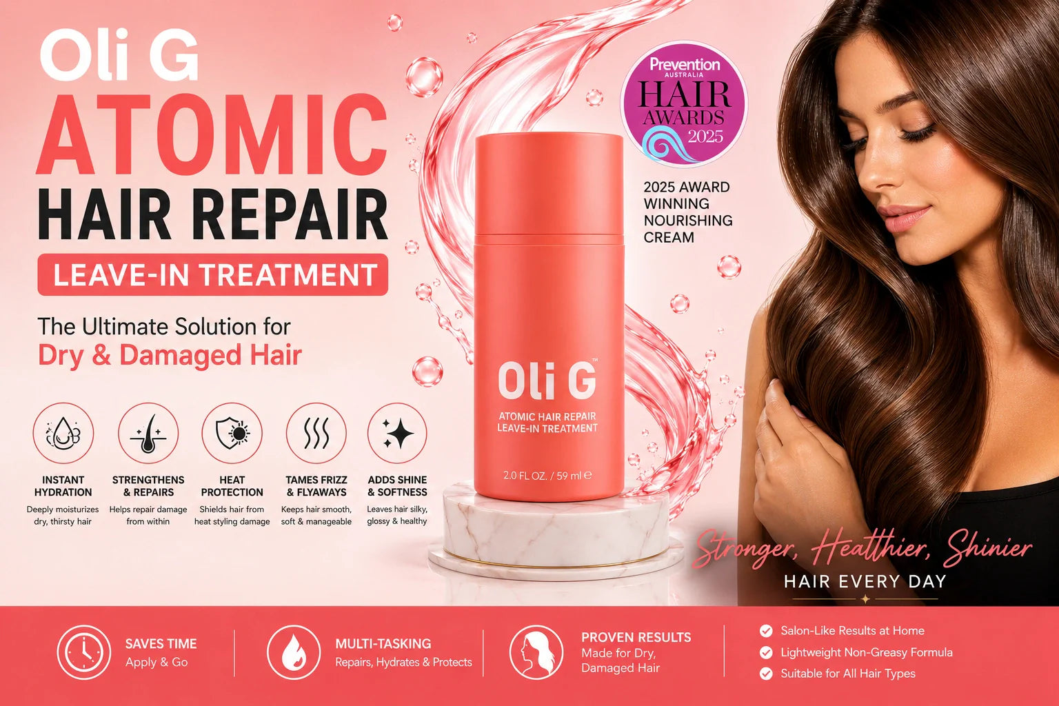 Oli G Atomic Hair Repair Leave-In Treatment for dry and damaged hair