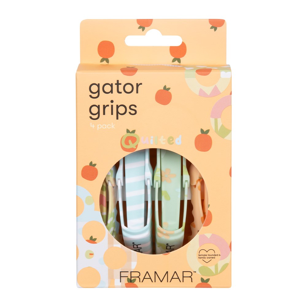 Framar Gator Grip Hair Clips 4pk Quilted