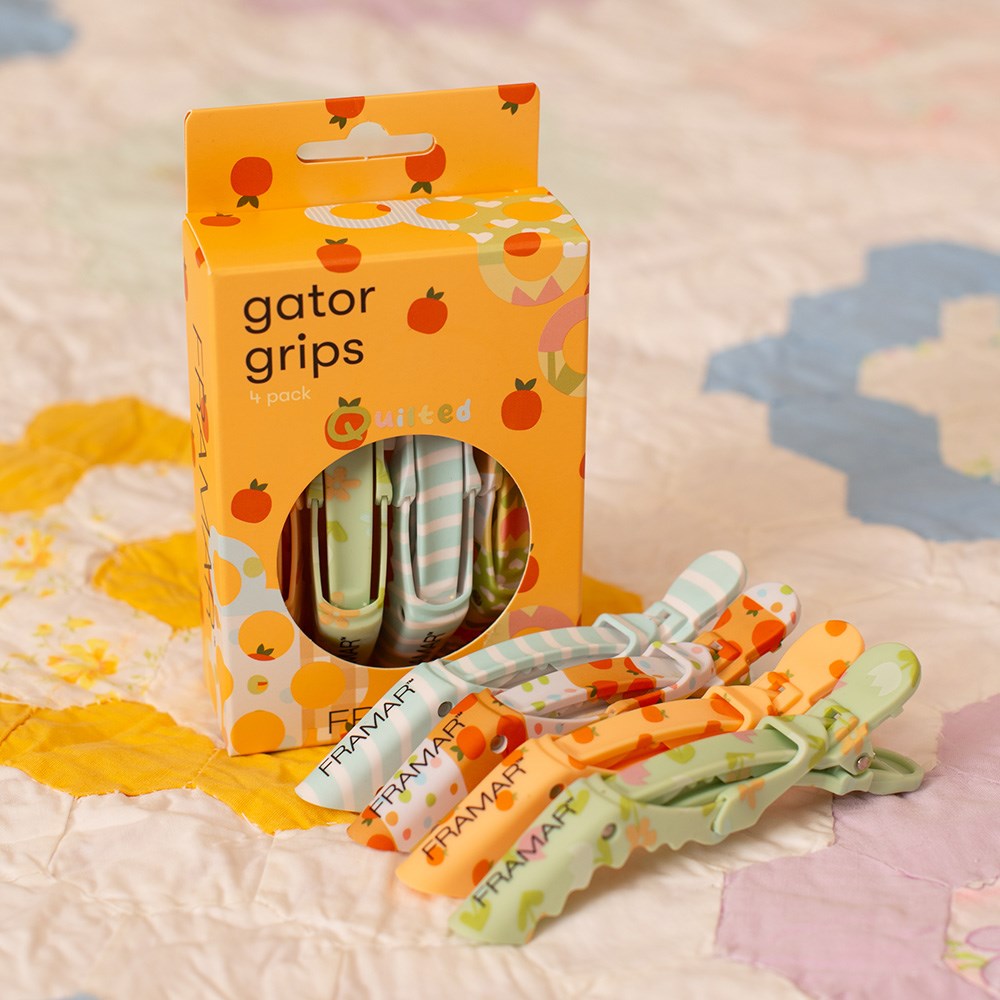 Framar Gator Grip Hair Clips 4pk Quilted