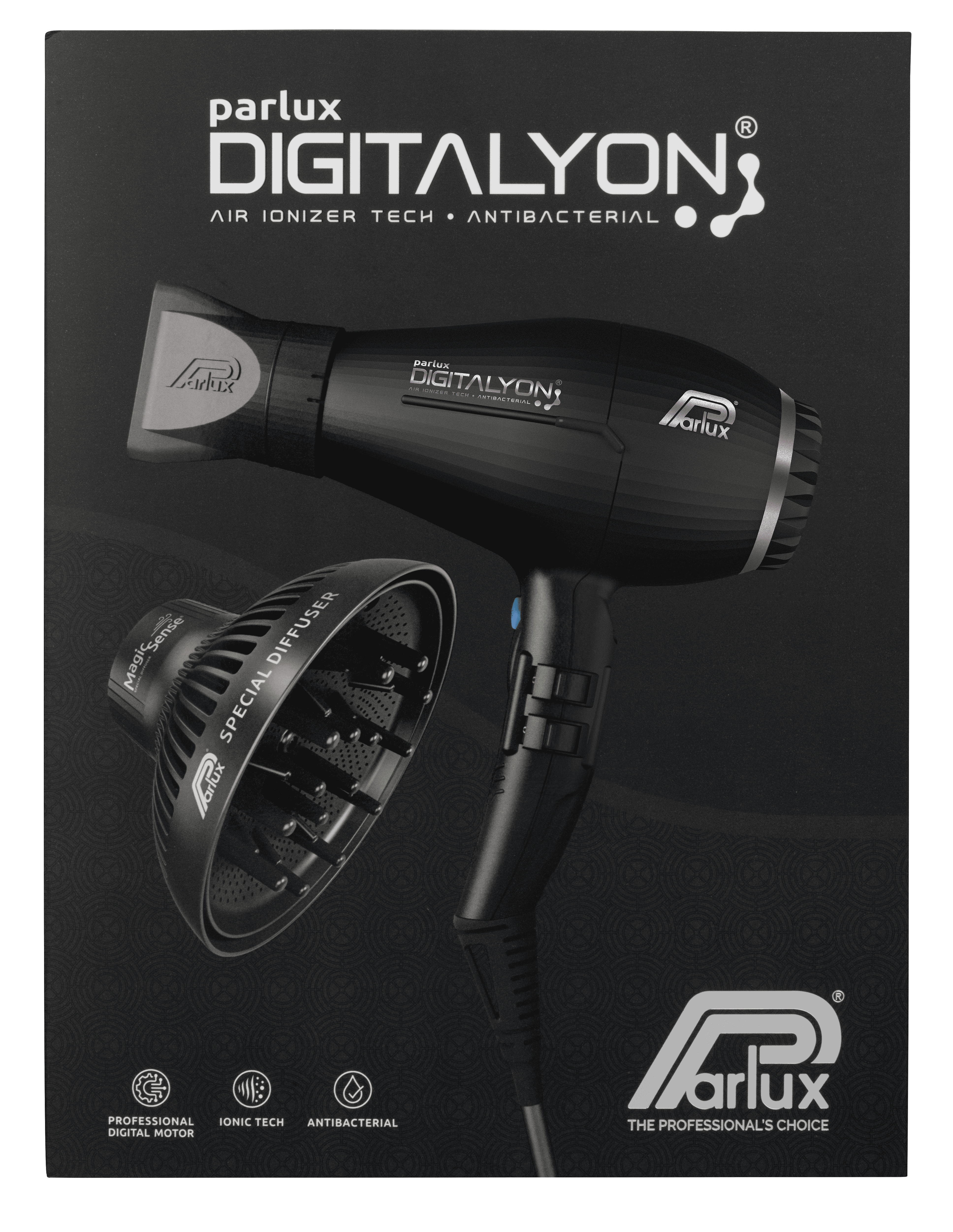 Parlux Digitalyon Dryer - Anthracite With Diffuser Pack
