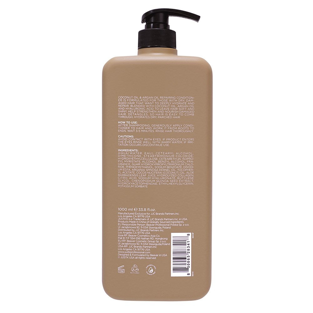 JustK Argan Oil & Coconut Repairing Damaged Hair Conditioner - 1L