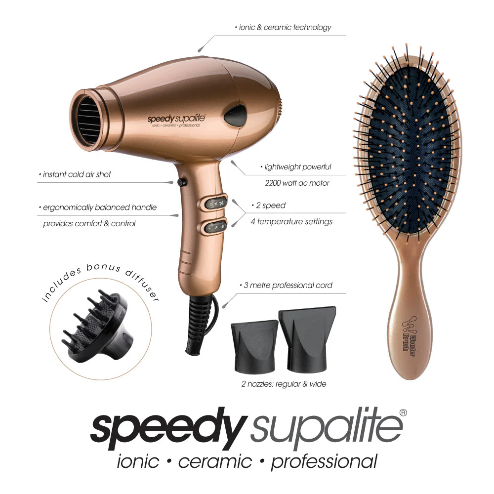 Speedy Supalite Gold & Wonder Wet Brush Combo