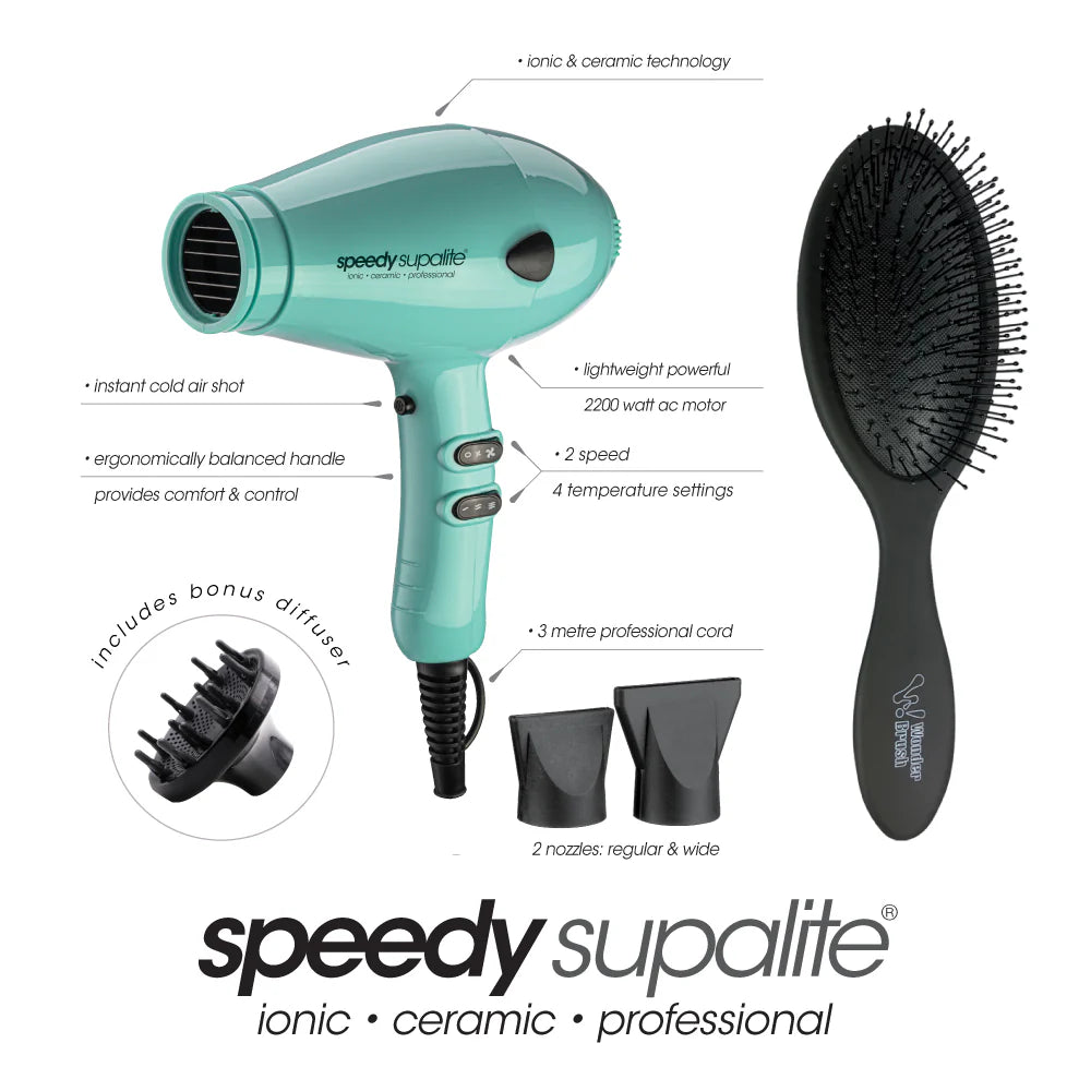 Speedy Supalite Tiff Blue & Black Wonder Wet Brush Combo
