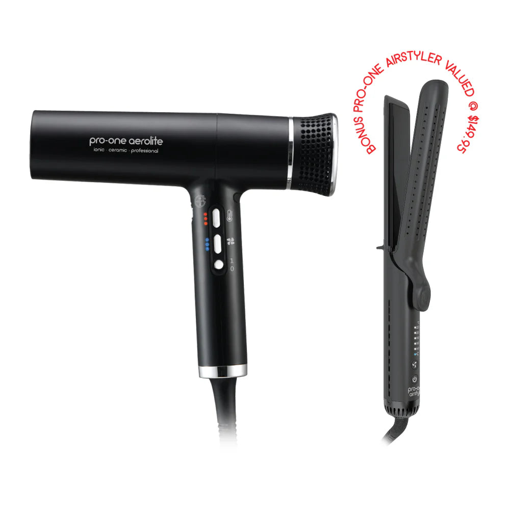 Pro-One Aerolite Hairdryer Black + Bonus Pro-One Airstyler