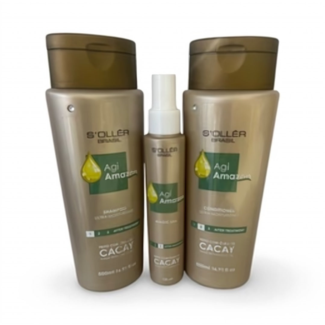 AGI Amazon Maintenance Trio – Ultra Moisturizing Shampoo, Ultra Moisturizing Conditioner and Magic Liss Spray