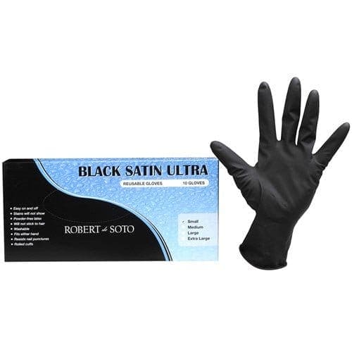 Robert De Soto Black Satin Reusable Gloves Medium