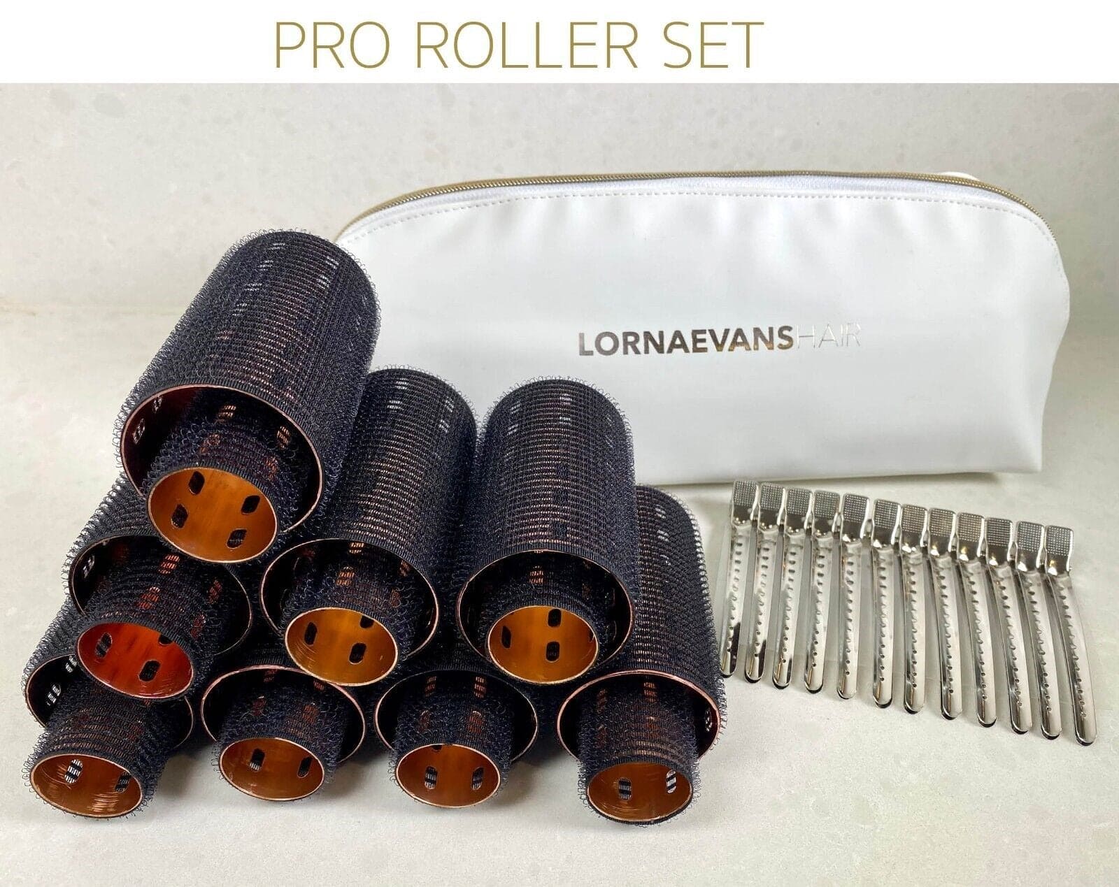 Lorna Evans LARGE Velcro Rollers sET (ROSE GOLD & BLACK )