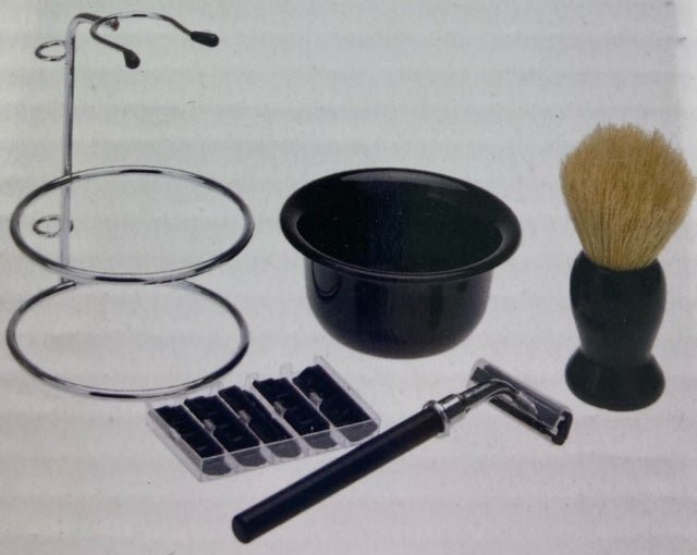 RAZOR & PURE BRISTLE 4-PIECE SHAVE SET - HairBeautyInk