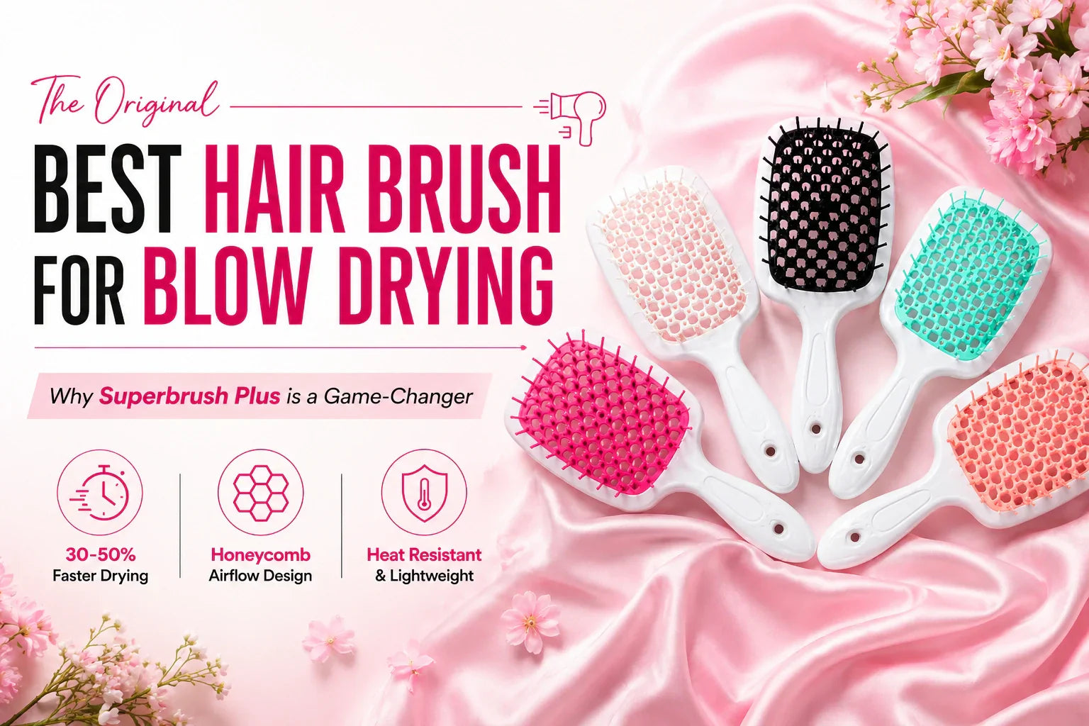Best hair brush for blow drying Superbrush Plus honeycomb airflow vented brush for faster drying