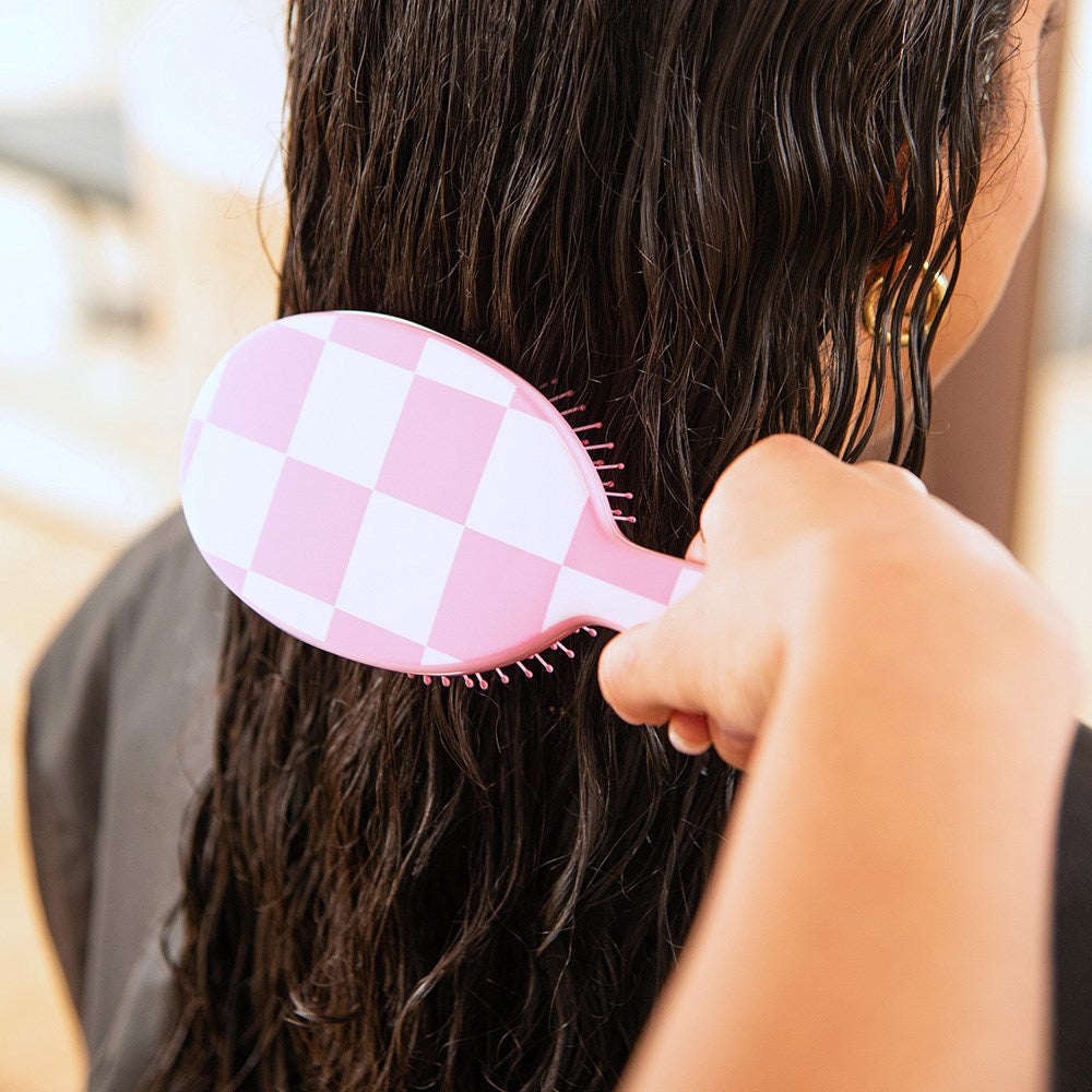 Framar Detangle Hair Brush Checked Out Pink