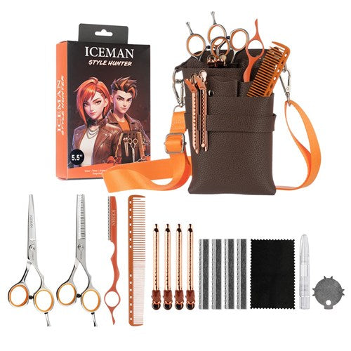 Iceman Style Hunter Scissors Orange 5.5 Inch Set