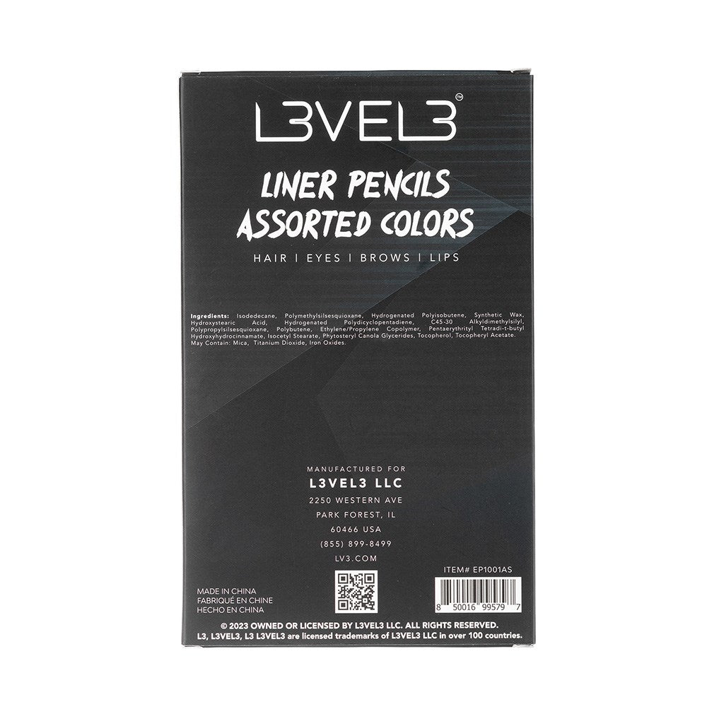 L3VEL3 Liner Pencils Assorted Colours 12pc