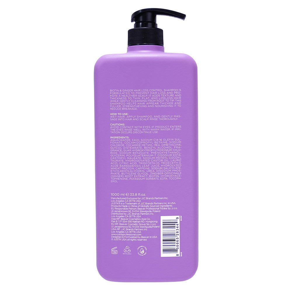 JustK Biotin & Ginger Thinning Hair Loss Control Shampoo - 1L