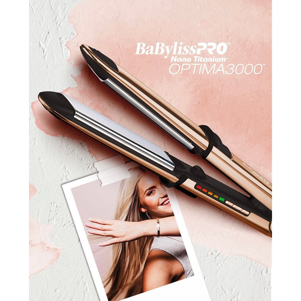 BaBylissPRO Nano Titanium Optima 3000 Hair Straightener Rose Gold