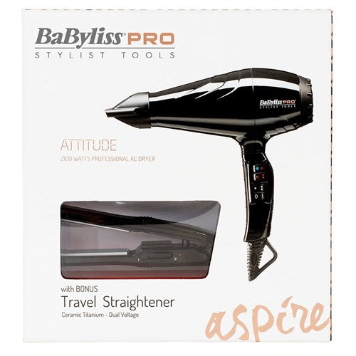 BaBylissPRO Attitude Hair Dryer And Travel Straightener Set