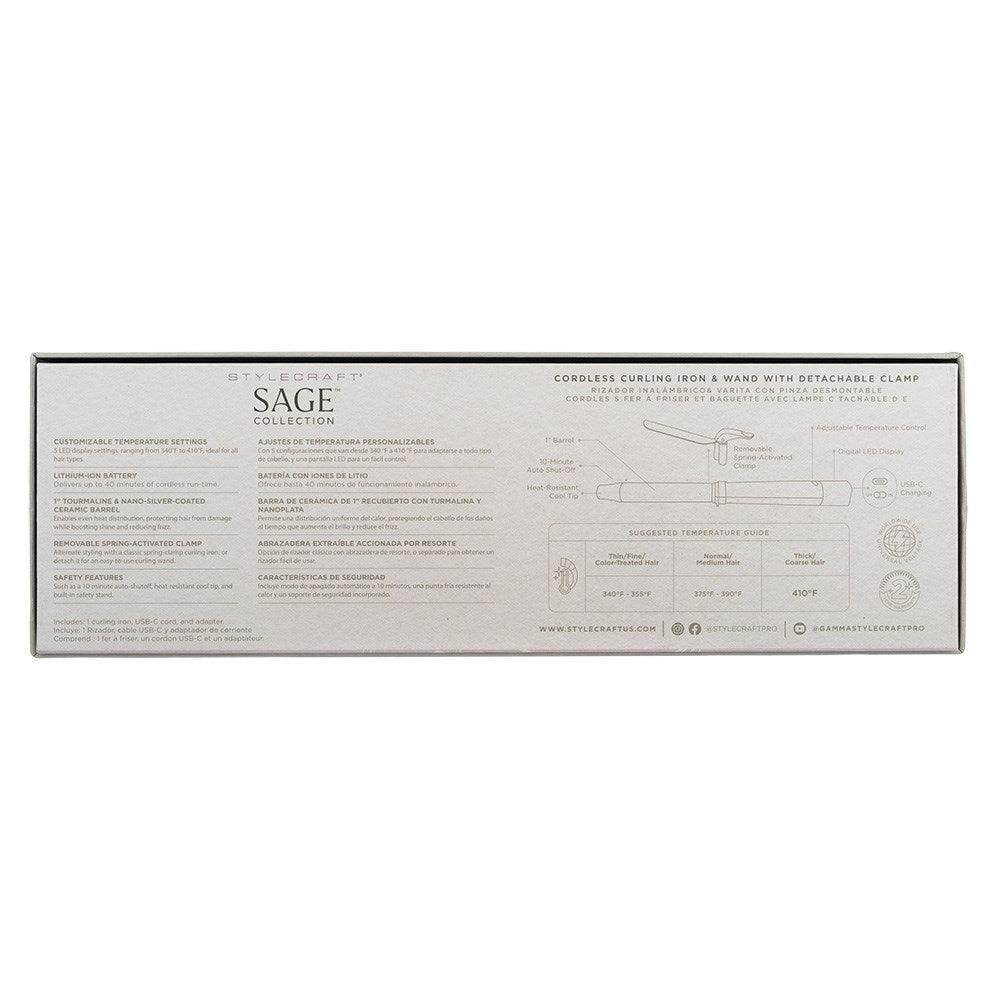 StyleCraft Sage Cordless Curling Iron