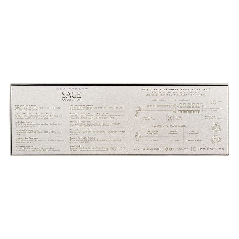 StyleCraft by Silver Bullet Sage Retractable Hot Brush and Curling Iron