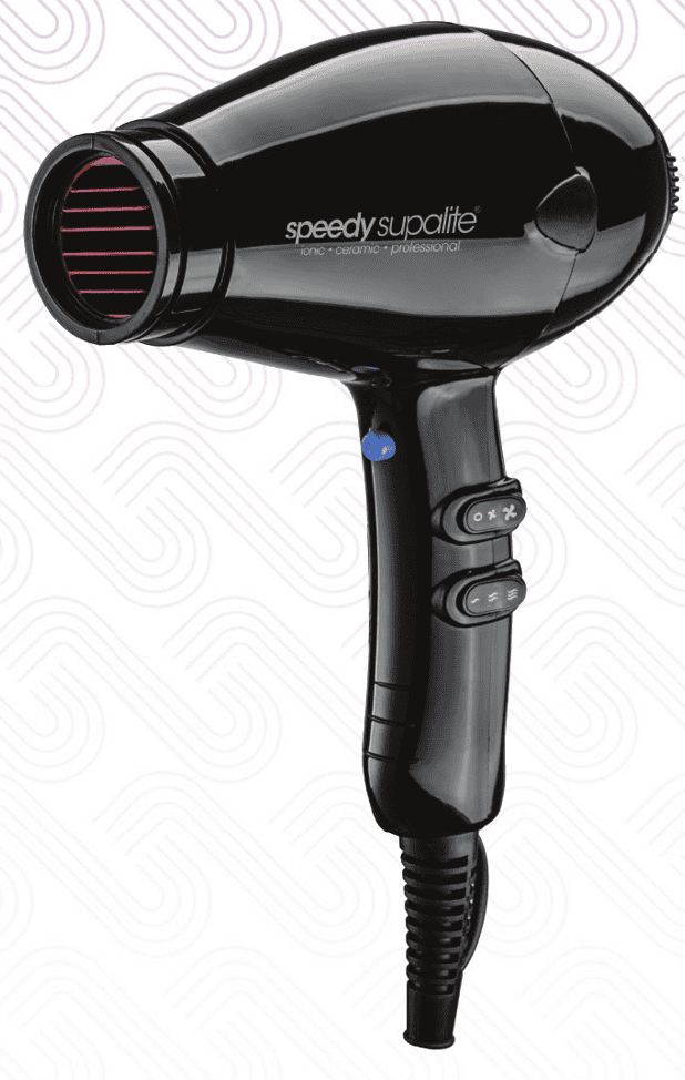 Speedy Supalite Professional Hairdryer - Black with Diffuser