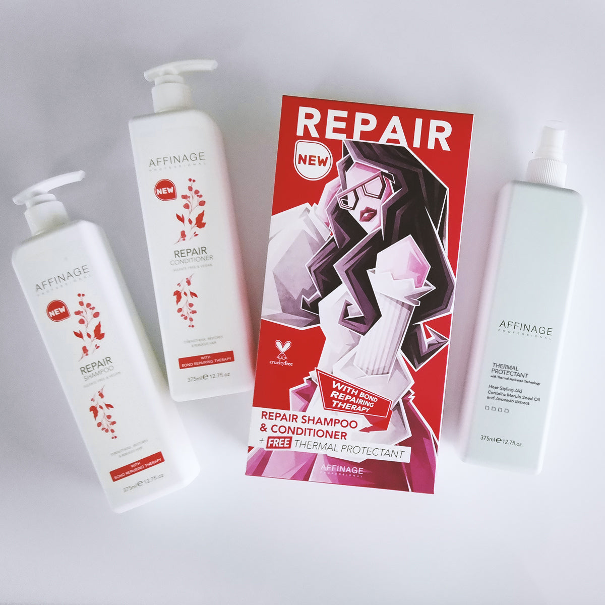 Affinage Repair Shampoo, Conditioner & Free Protectant 375ml