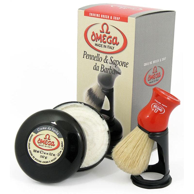 Shaving Brush with Stand and Soap 100% Pure Boar Bristle