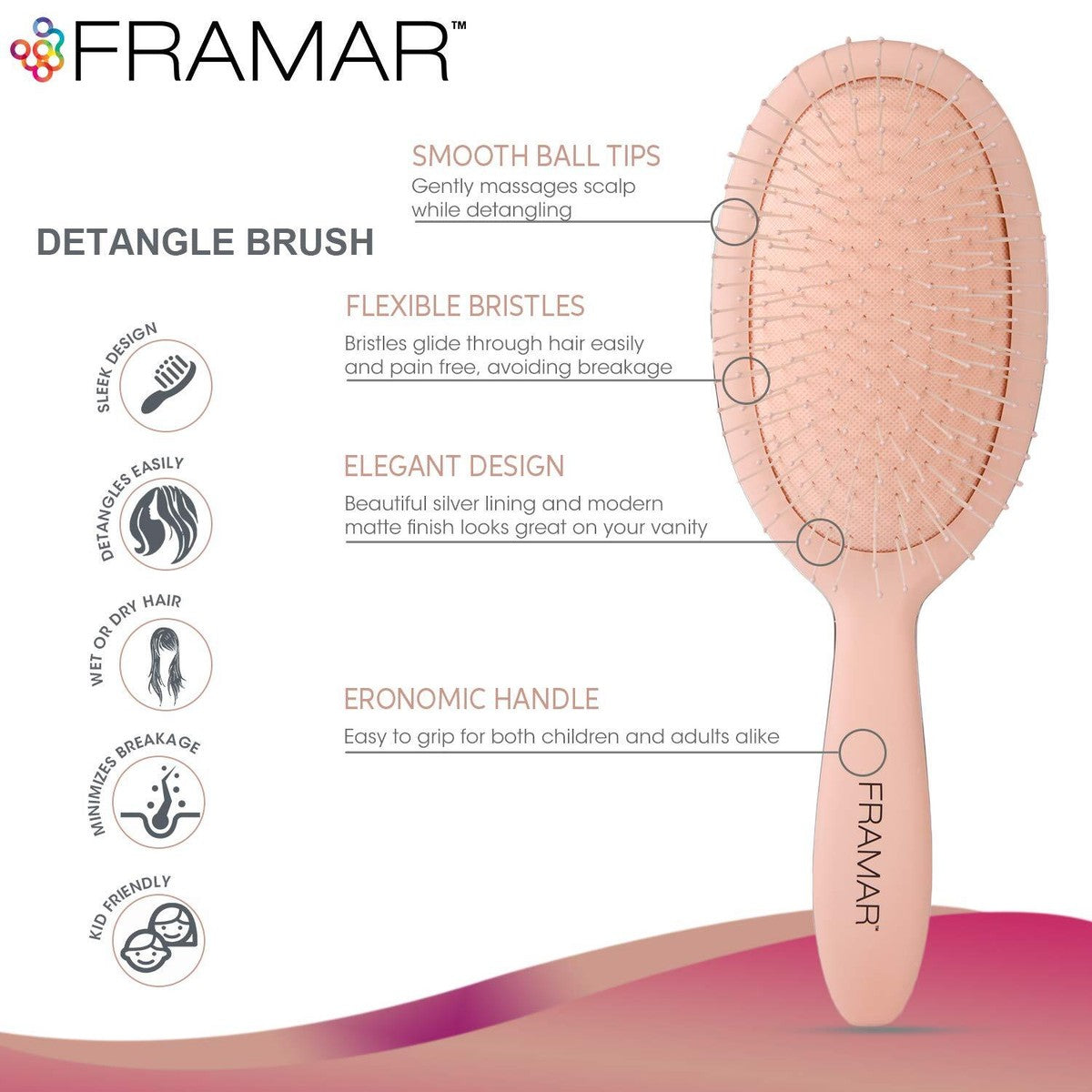 FRAMAR DETANGLER BRUSH CHAMPAGNE