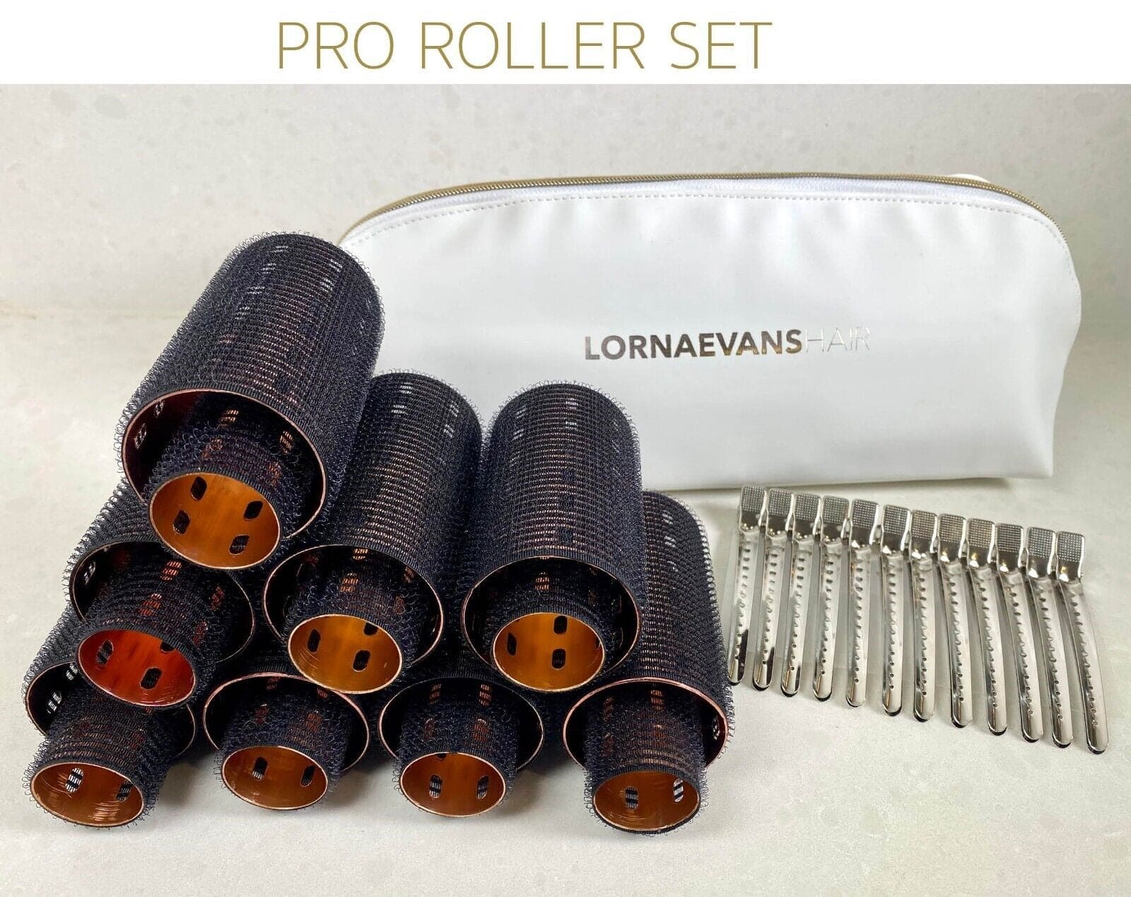 Lorna Evans Pro Set Velcro Rollers  (ROSE GOLD)