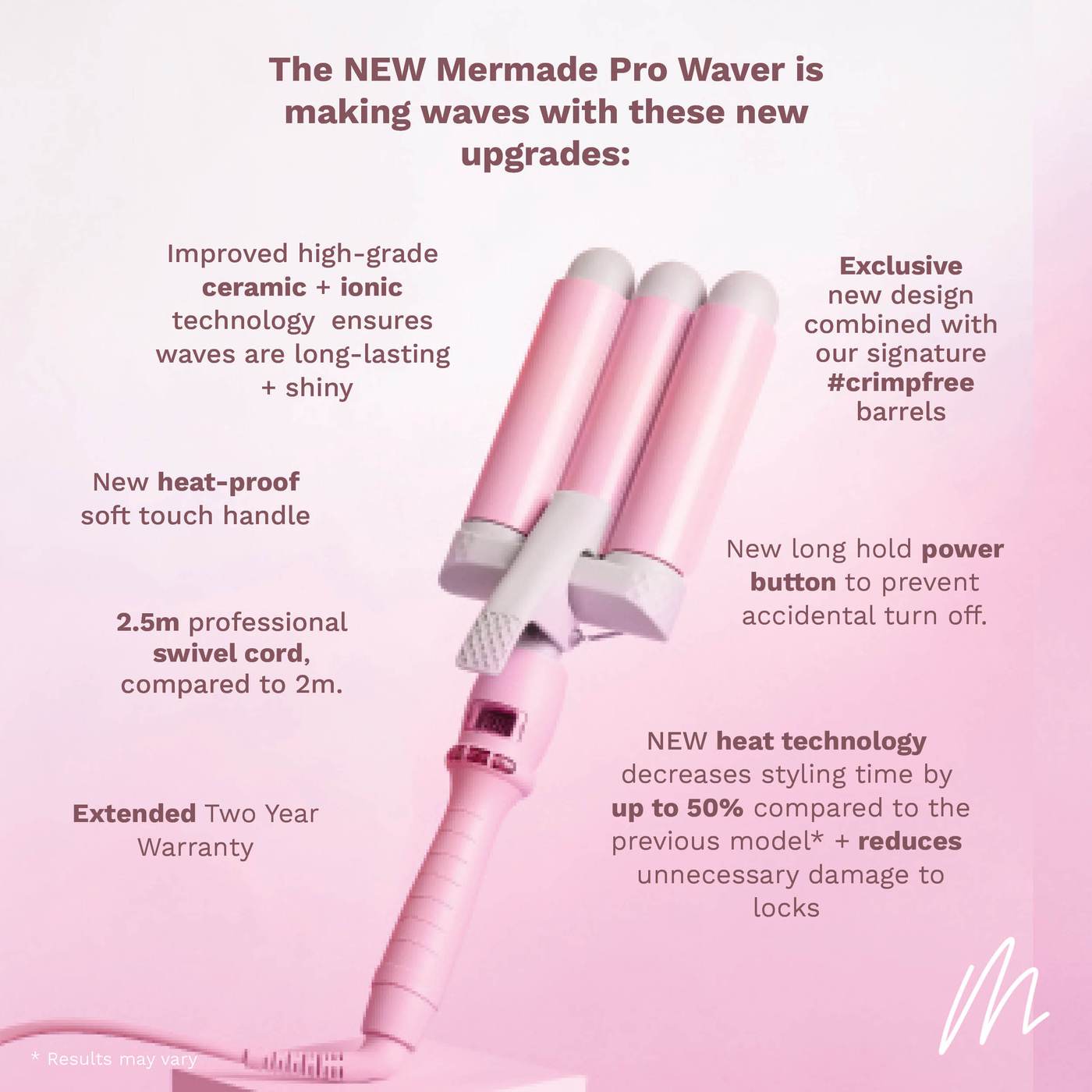 Mermade Pro Hair Waver - PINK 32mm - HairBeautyInk