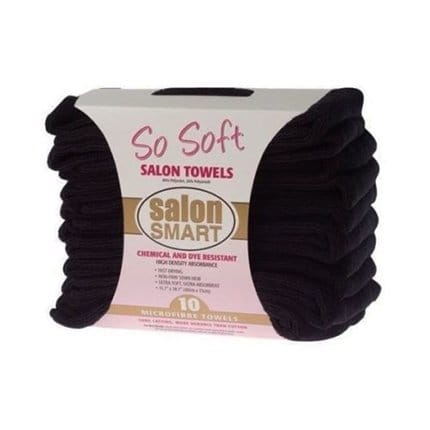 MICROFIBRE TOWELS 10 PK BLACK - SALON SMART SO SOFT - HairBeautyInk