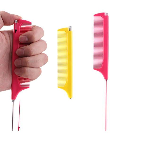 Retractable Metal Pin Tail Comb - HairBeautyInk