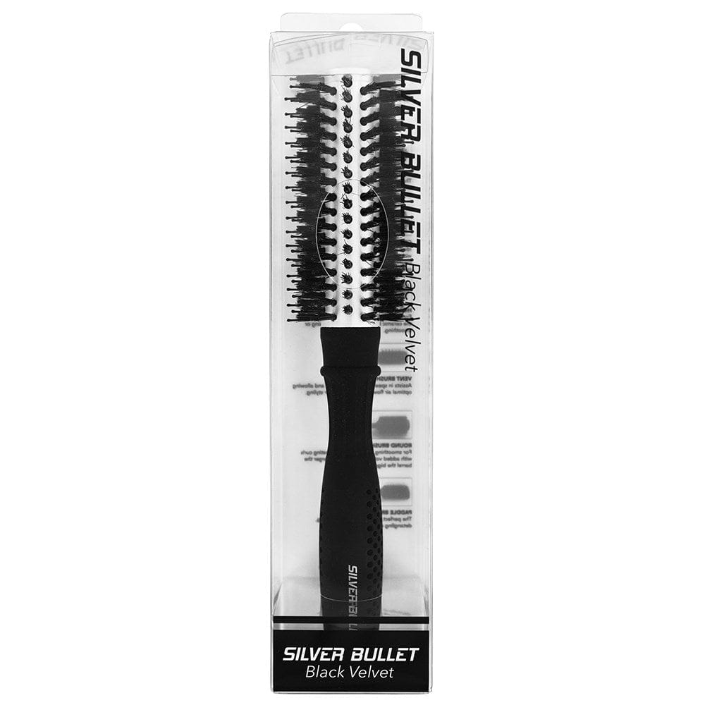 Silver Bullet Black Velvet Round Hair Brush Medium - HairBeautyInk